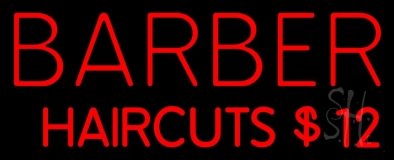 Red Barber Haircuts Neon Sign