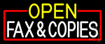Open Fax And Copies With Red Border Neon Sign