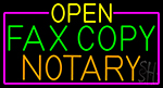 Open Fax Copy Notary With Pink Border Neon Sign