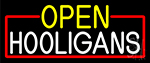 Open Hooligans With Red Border Neon Sign
