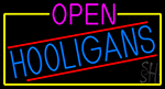 Open Hooligans With Yellow Border Neon Sign