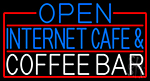 Open Internet Cafe And Coffee Bar With Red Border Neon Sign