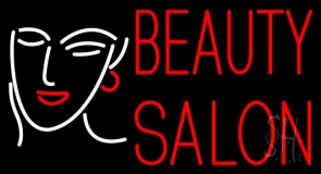 Red Beauty Salon With Girl Neon Sign
