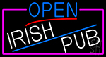 Open Irish Pub With Pink Border Neon Sign