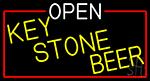 Open Key Stone Beer With Red Border Neon Sign