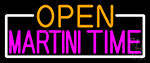 Open Martini Time With White Border Neon Sign