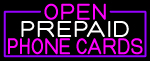 Open Prepaid Phone Cards With Purple Border Neon Sign