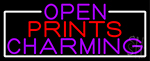 Open Prints Charming With White Border Neon Sign
