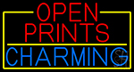 Open Prints Charming With Yellow Border Neon Sign