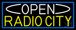 Open Radio City With Blue Border Neon Sign