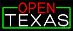 Open Texas With Green Border Neon Sign