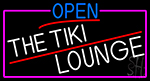 Open The Tiki Lounge With Pink Border Neon Sign