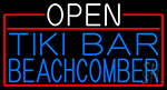 Open Tiki Bar Beachcomber With Red Border Neon Sign