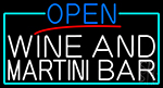 Open Wine And Martini Bar With Turquoise Border Neon Sign