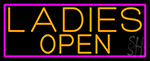 Orange Ladies Open With Pink Border Neon Sign