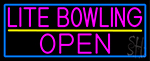Pink Lite Bowling Open With Blue Border Neon Sign