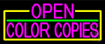 Pink Open Color Copies With Yellow Border Neon Sign