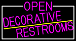Pink Open Decorative Restrooms With White Border Neon Sign