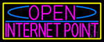 Pink Open Internet Point With Yellow Border Neon Sign