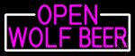 Pink Open Wolf Beer With White Border Neon Sign