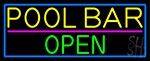 Pool Bar With Blue Border Neon Sign