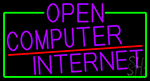 Purple Open Computer Internet With Green Border Neon Sign