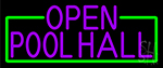 Purple Open Pool Hall With Green Border Neon Sign