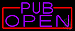 Purple Pub Open With Red Border Neon Sign