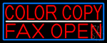 Red Color Copy Fax Open With Blue Border Neon Sign