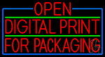 Red Open Digital Print For Packaging With Blue Border Neon Sign