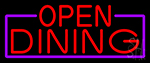 Red Open Dining With Purple Border Neon Sign