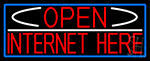 Red Open Internet Here With Blue Border Neon Sign