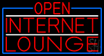 Red Open Internet Lounge With Blue Border Neon Sign