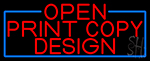 Red Open Print Copy Design With Blue Border Neon Sign