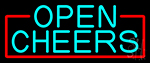 Turquoise Cheers With Red Border Neon Sign