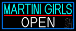 Turquoise Martini Girl Open With Blue Border Neon Sign