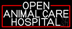 White Animal Care Hospital With Red Border Neon Sign