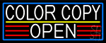 White Color Copy Open With Blue Border Neon Sign