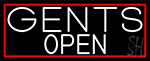 White Gents Open With Red Border Neon Sign