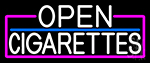 White Open Cigarettes With Pink Border Neon Sign