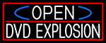 White Open Dvd Explosion With Red Border Neon Sign