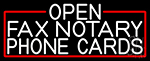 White Open Fax Notary Phone Cards With Red Border Neon Sign