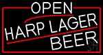 White Open Harp Lager Beer With Red Border Neon Sign
