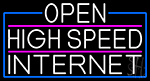 White Open High Speed Internet With Blue Border Neon Sign