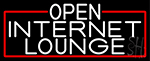 White Open Internet Lounge With Red Border Neon Sign