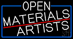 White Open Materials Artists With Blue Border Neon Sign