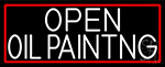 White Open Oil Painting With Red Border Neon Sign