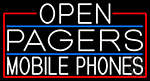 White Open Pagers Mobile Phones With Red Border Neon Sign