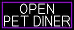 White Open Pet Diner With Purple Border Neon Sign