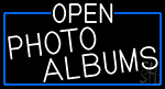 White Open Photo Albums With Blue Border Neon Sign